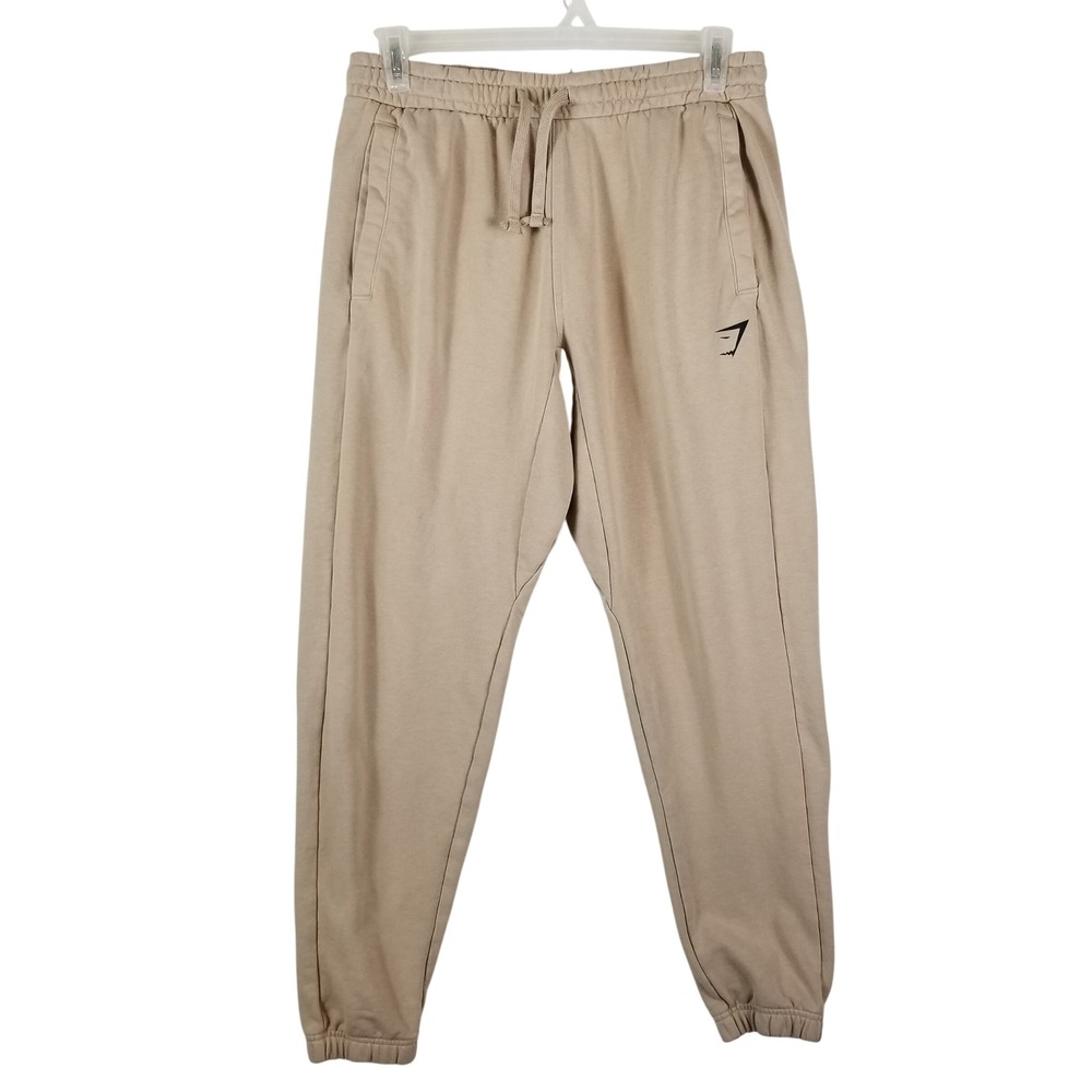 Gymshark Rest Day Joggers Men Large‎ Beige Tan Sweatpants Drawstring Pockets